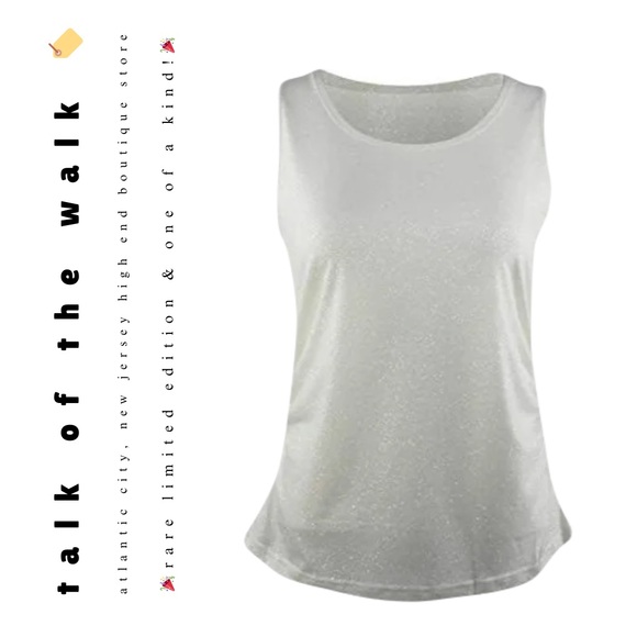 🍭 3/$30 white silver glitter glam tank top with ruched sides - Picture 15 of 15